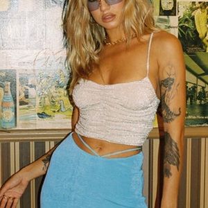 Princess Polly GIGI GLITTER TOP CHAMPAGNE US 4